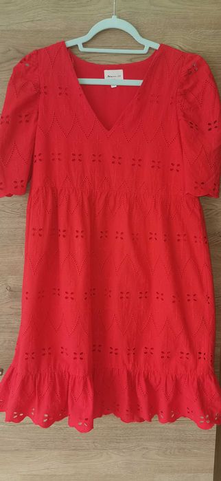 Рокля с къс ръкав, рязана бродерия - Maison 123, размер 40