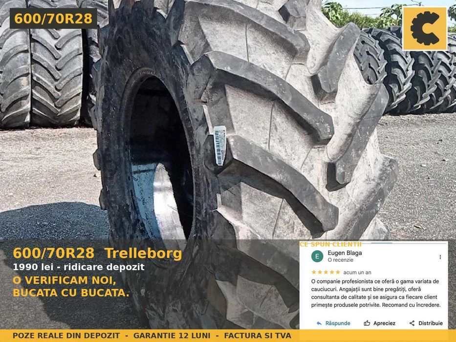 Cauciucuri 600/70R28 Trelleborg Anvelope Tractor MARE Fata SH TVA