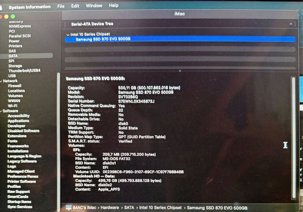 iMac 21.5” 2017 i5 / 8GB / upgrade SSD Samsung 870 EVO 500GB + HDD 1TB + kit wireless