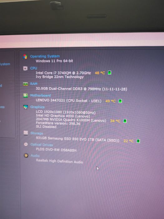 Lenovo thinkpad W530 / Workstation / 32gb ram / 1 Tb Samsung SSD