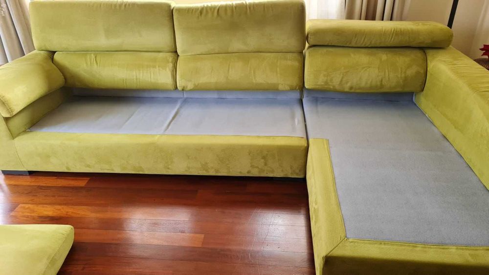 Coltar confortabil verde/oliv, 3+ locuri, material textil moale