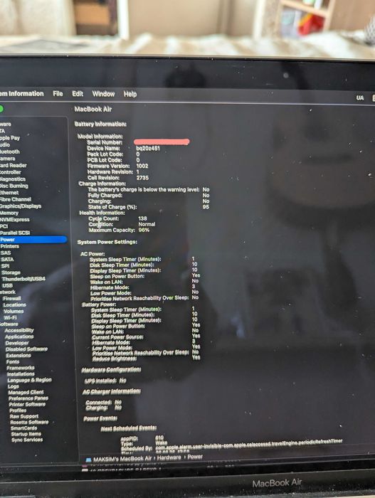 MacBook Air M1 2020 13.3" 16GB RAM 512GB SSD — батерия 96%