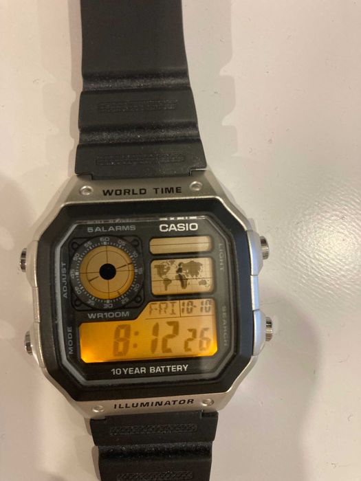 Ceas digital Casio AE-1200WH, curea de plastic