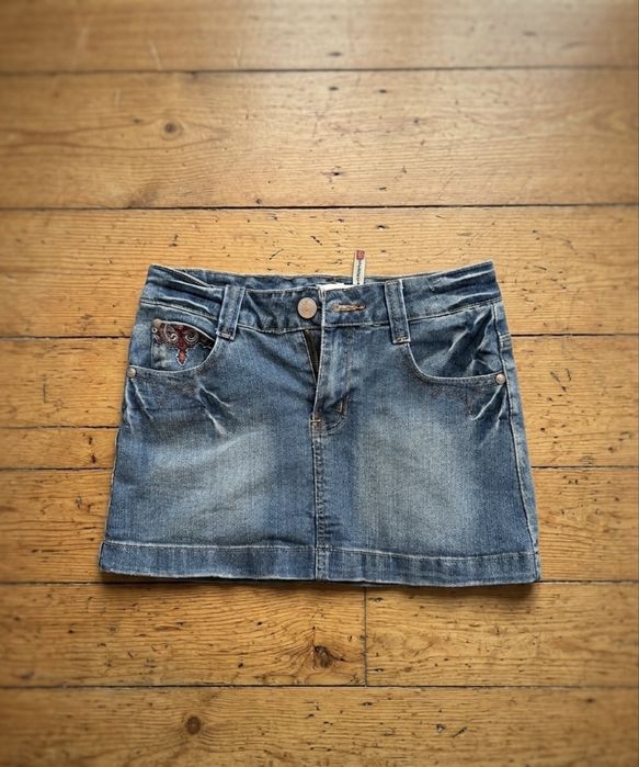 Винтидж дънкова пола ONADO Jeans с бродерия (Размер M) / Y2K стил