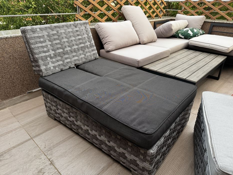 Sezlong gradina terasa + cutie depozitare plastic