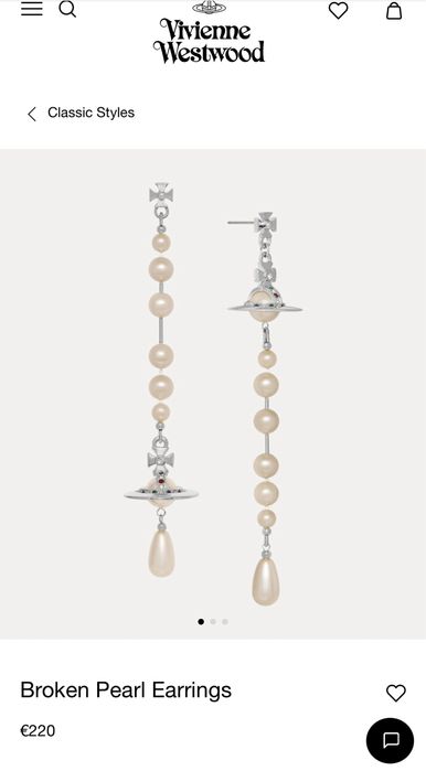 Обеци - Vivienne Westwood / Broken Pearl Earrings / Silver Model