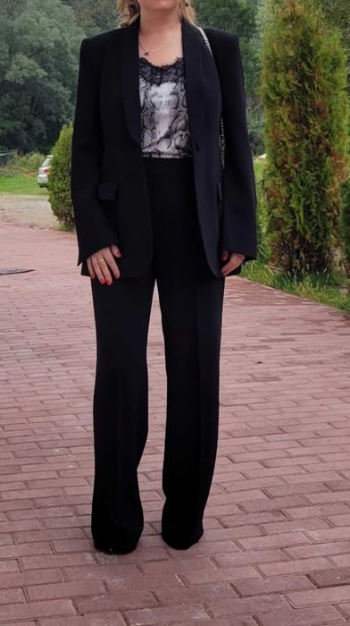 Set negru Zara sacou si pantaloni lungi