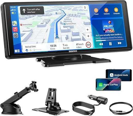 ESSGOO Carplay Android Car Display, ecran Apple Carplay de 10,26 inci pentru AirPlay/Mirror Link