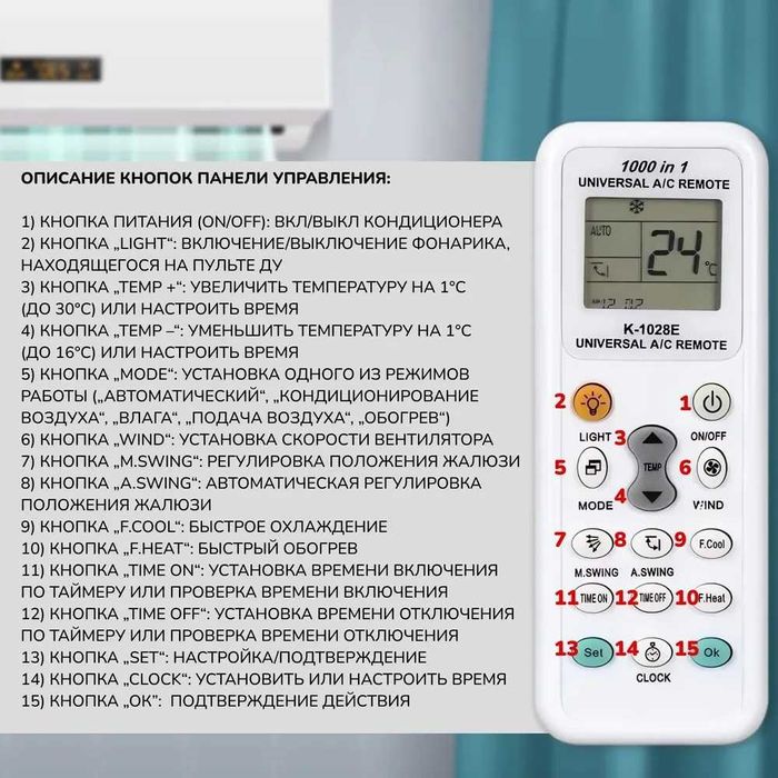 Пульт для кондиционера универсальный