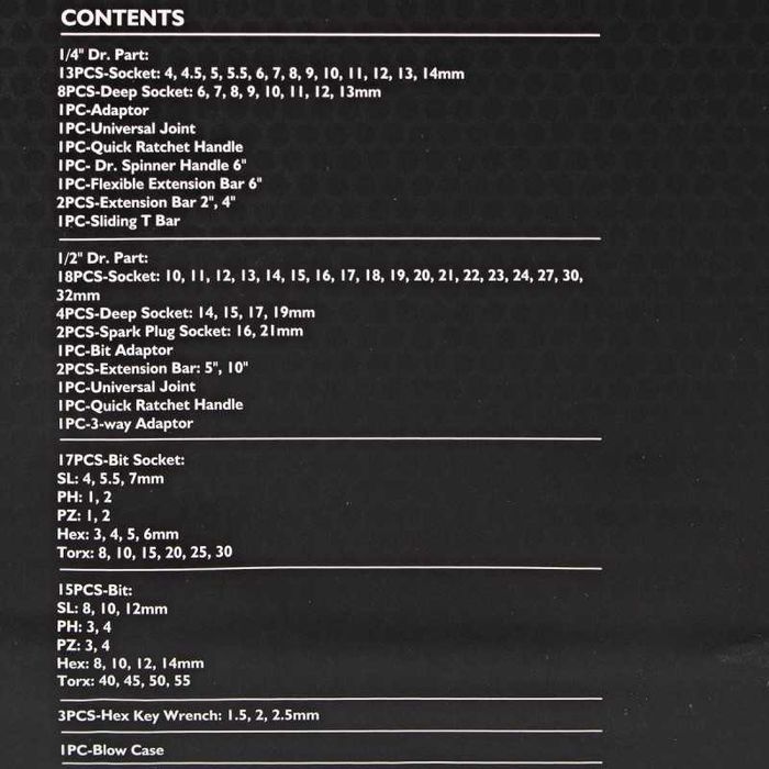 Немско Висококаествено Гедоре в куфар 94 части 1/2 и 1/4  JCB