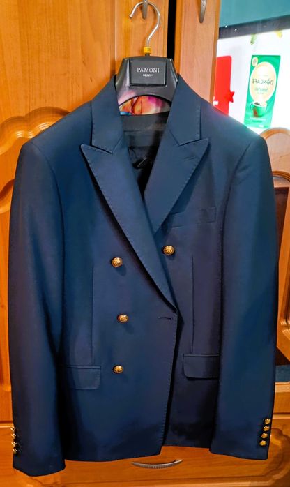 Sacou barbatesc double breasted albastru