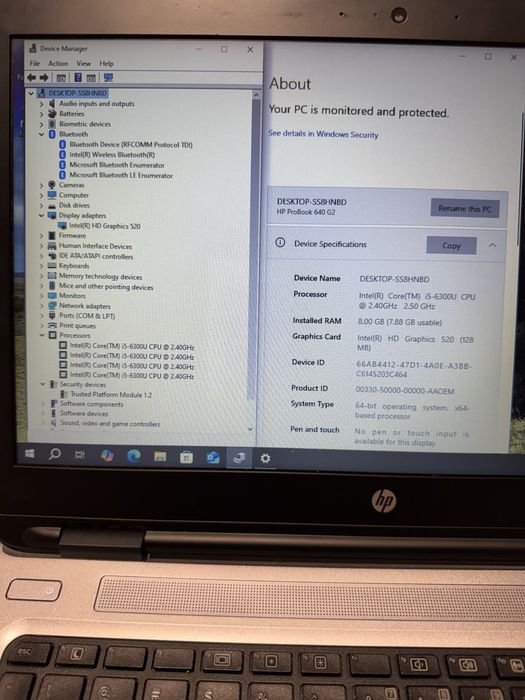 Laptop HP ProBook 640, 14” HD Ready, Intel i5-6300U, 8GB RAM 480GB SSD