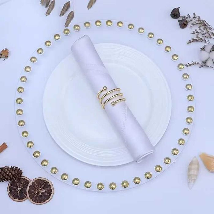 Farfurie Suport Din Sticla, Margine Bobite Aurii si Argintii