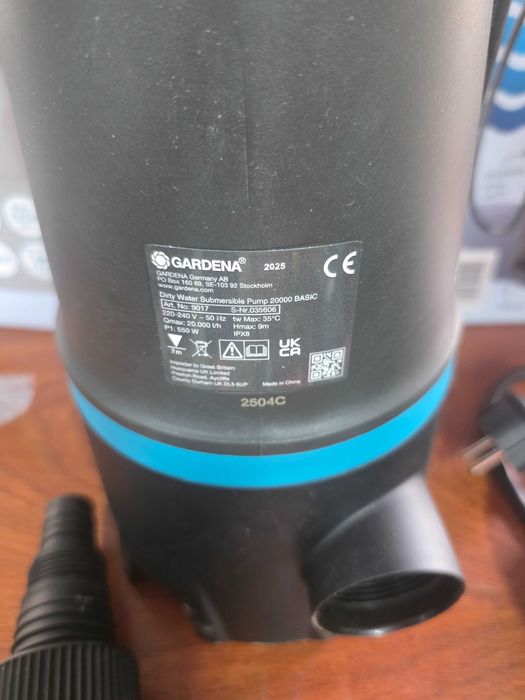 Pompa Submersibila de Apa Curata Gardena 20000 BASIC (09016-47) 550W Gri/Negru