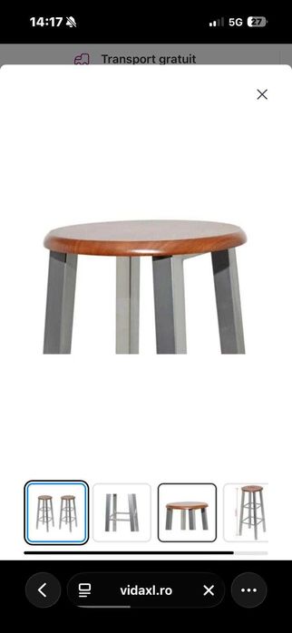 Vida Xl Scaune de bar, 2 buc, metal, MDF