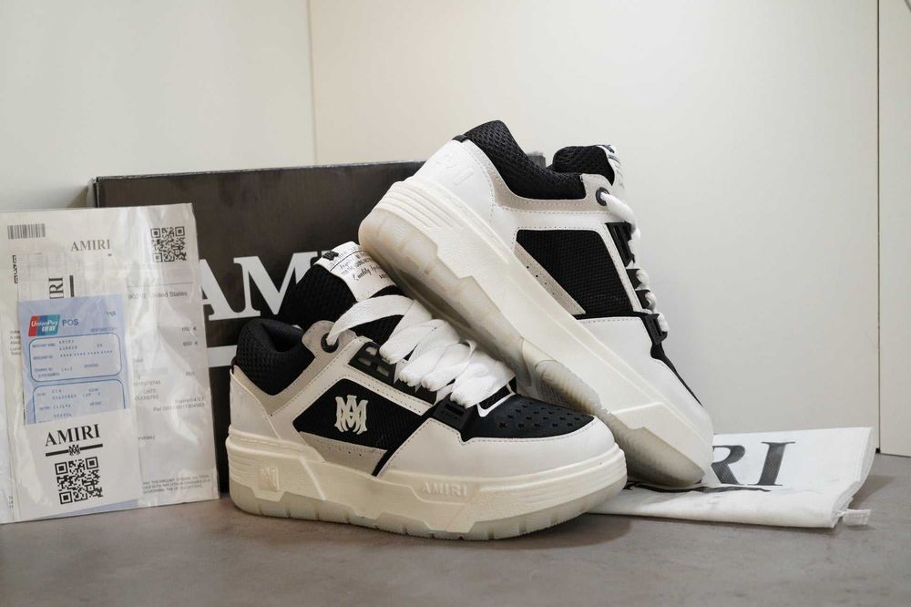 adidasi Amiri MA-1 Lace-Up Sneakers Black&White transp gratuit