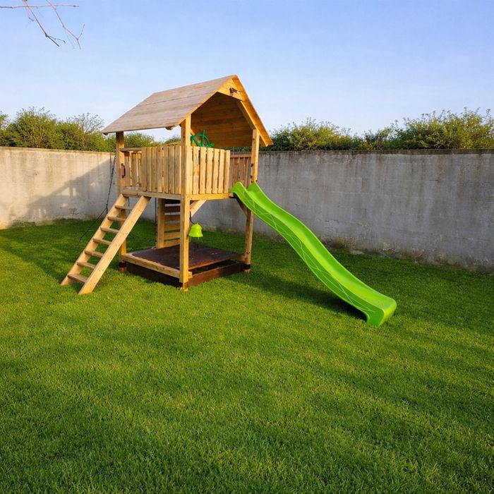 Loc de joaca pt. copii cu leagan,tobogan ,placa catarere,cutie  nisp