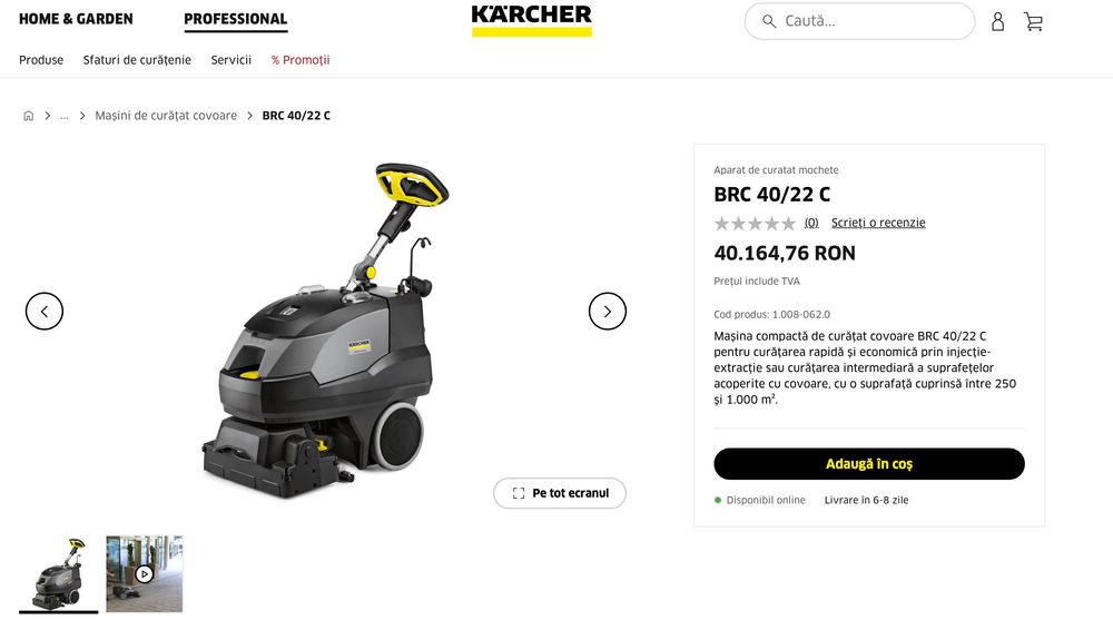 Aparate profesionale de curatenie Karcher - Covoare - Injectie Extraxctie - Abur - Frecare - Perie - Aspirator geamuri - Presiune