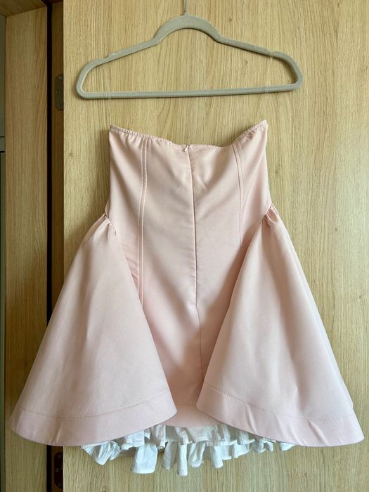 Прекрасна рокля с панделка в бебешко розово, размер С/М