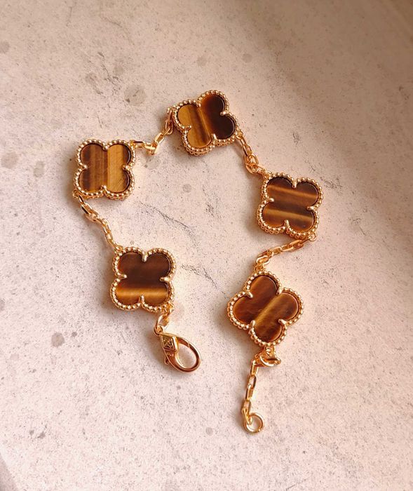 Дамска гривна с пет детелини с тигрово око Van Cleef & Arpels VCA