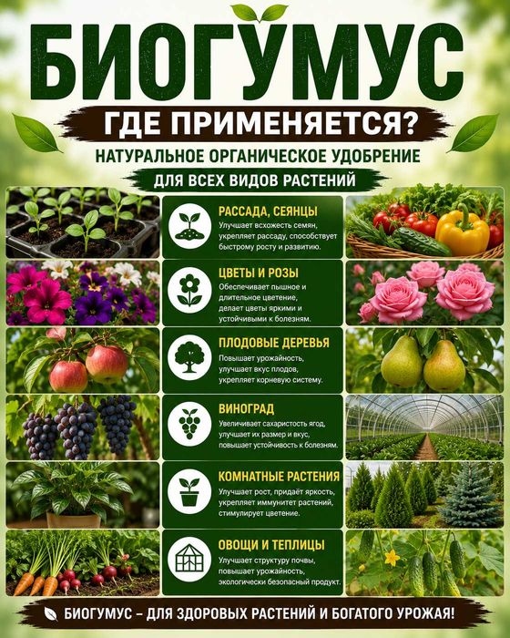 БИОГУМУС натуральное органическое удобрение для сада и огорода