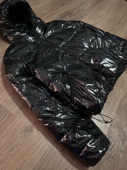 Geacă Puffer Bershka Glossy Black Unisex