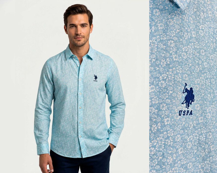 US Polo ASSN Оригинална мъжка риза с лен размер М