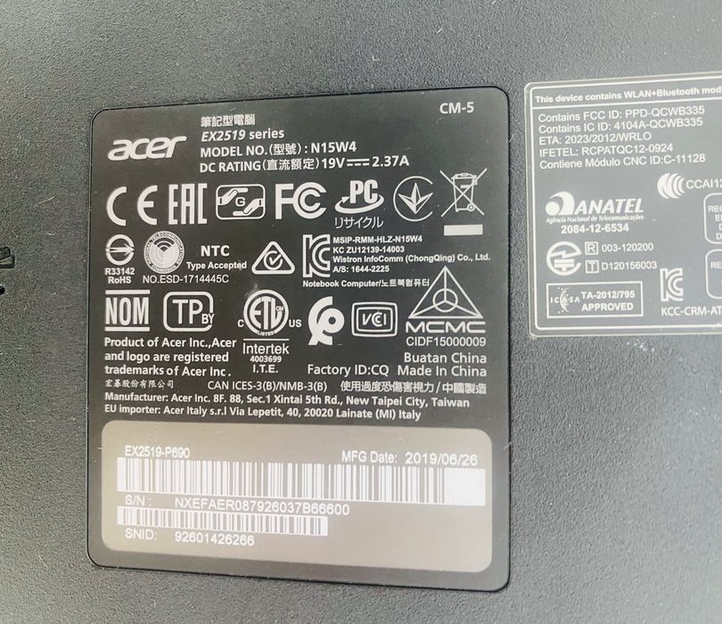 Laptop baquvvat Acer brendi