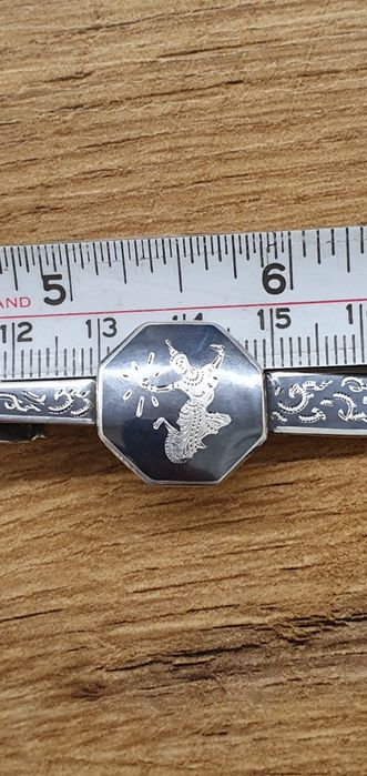 Ac cravată argint vintage 925 Siam Sterling Niello 8,2 gr