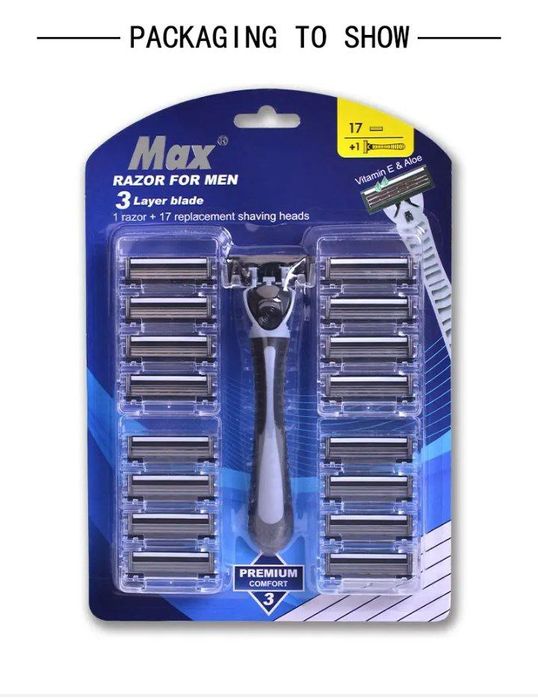 Soqol olish uchun ustaralar" 3 lezvali 1ta dasta va 17 boshchali "