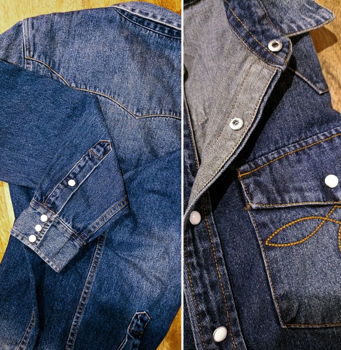 Рубашка джинсовая . S размер .