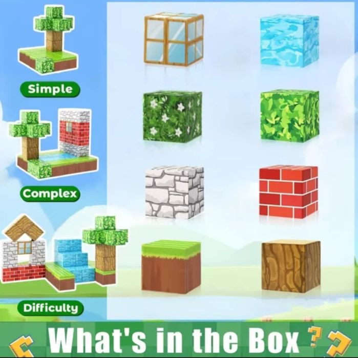 164 бр. Магнитни строителни кубчета/блокчета тип Mine