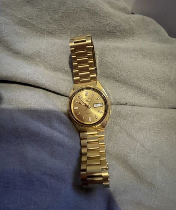 Seiko 5 automatic 7s26-0480 отличен злато златен часовник мъжки дамски