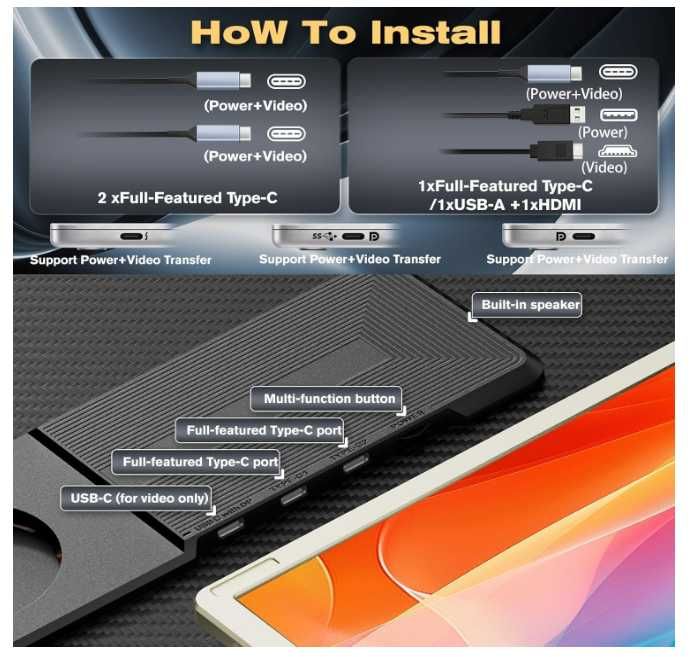 Extensie ecran laptop Teamgee S6 2x15,6" Mac Windows Domyfan Kefeya