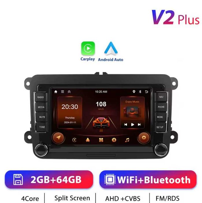 Navigatie Android 2GB RAM+64GB VW GOLF 5/6 PASSAT B6/B7/CC SKODA SEAT