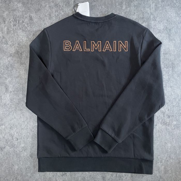 Bluza Balmain Paris  L  noua cu ericheta– crewneck negru, logo brodat