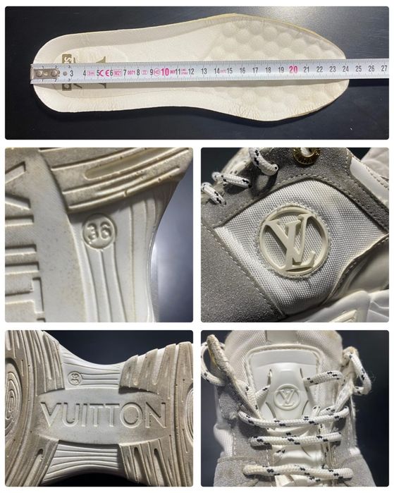 Adidasi Louis Vuitton beige gold monogram denim run 55 sneakers, Nr 36