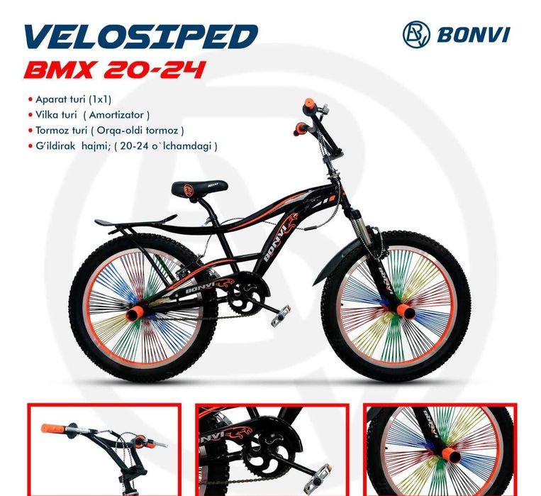 BONVI brendi ostida ishlab chiqarilayotgan BMX velosipedlari 4xil rang