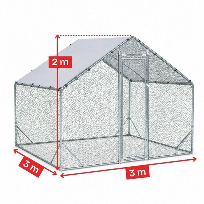 Țarc găini Rico 3x3 m din oțel și plasă rabitz, 46,5 kg
