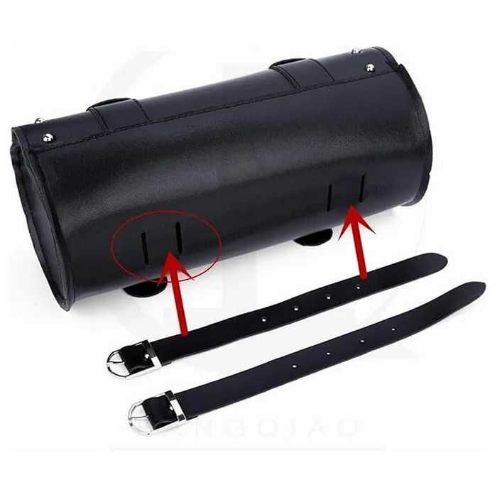 Чанта за мотор Automat, Цилиндър, Кожена, Черен