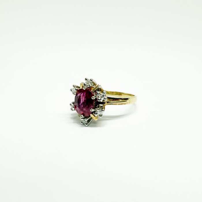 Inel din aur 14k cu rubin natural si diamante naturale