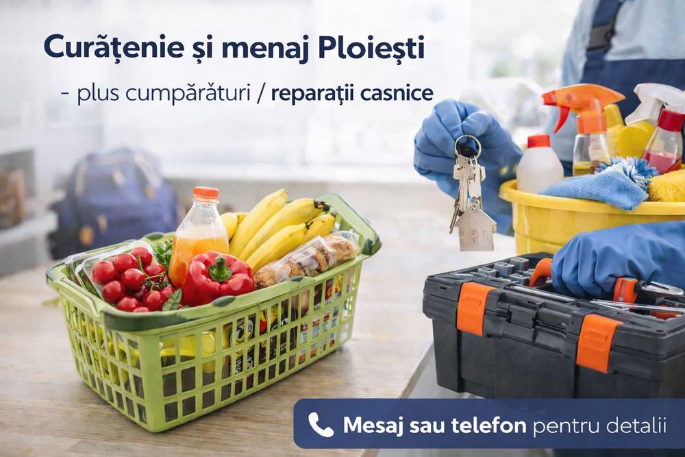 Curățenie și menaj Ploiești – plus cumpărături / reparatii casnice