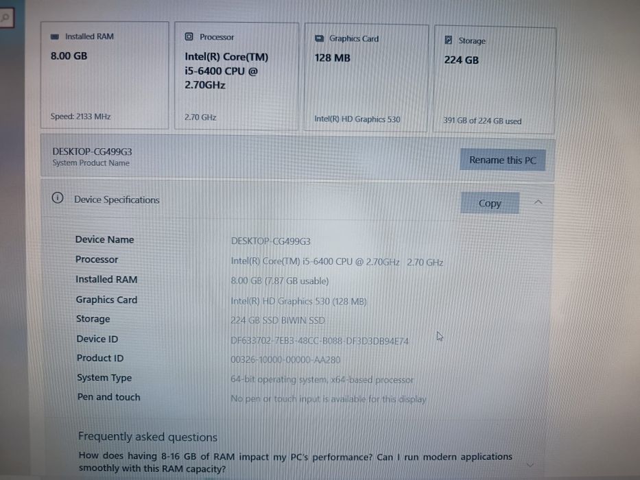Vând  PC Desktop i5 + Monitor ASUS 24” Full HD – SSD – gata de folosi