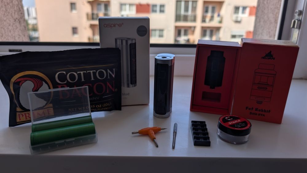 Pachet Complet Vape / Tigara Electronica: Mod Aspire Zelos X + Atomizor Hellvape Fat Rabbit Solo RTA + Accesorii