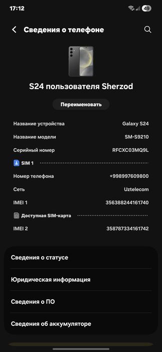 Samsung s 24 ozginasi