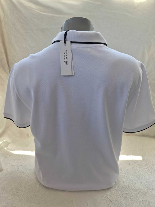 Мъжко поло Versace с цип, оригинал, ново - S M L - бяло, сиво