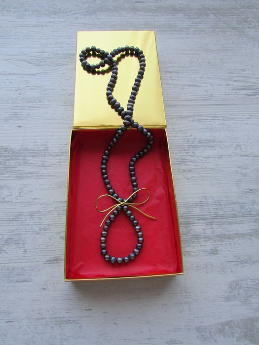 Естествени Черни Перли 78см  без закопчалка