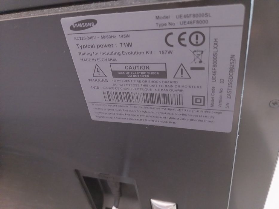 SAMSUNG 46" LED SMART  TV 3D  Full HD   "UE46F8000"