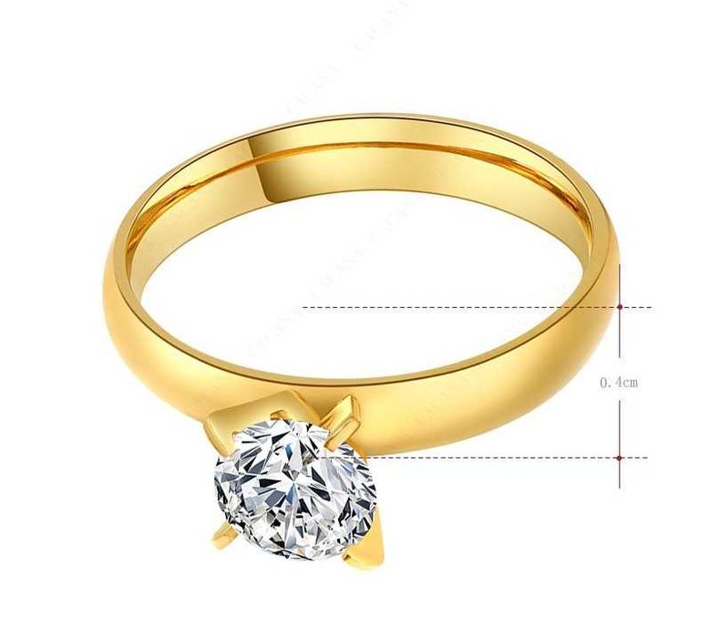 GPR19,inel placat aur 14k, logodna, zirconiou alb, solid, ideal cadou