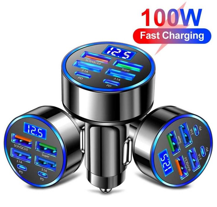 Încărcător auto fast Charger cu tip C și USB
